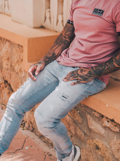 Slim Denim Jeans | Light Blue - Destroyed White Washed