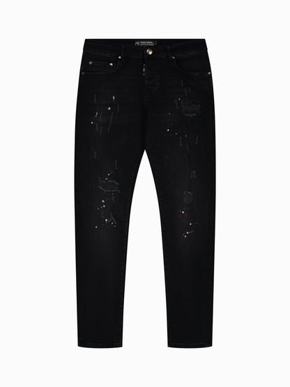 Slim-Fit Denim Jeans Paint | Jet Black