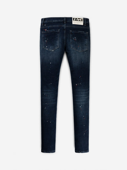 Slim Denim Jeans | Dark Blue - Destroyed