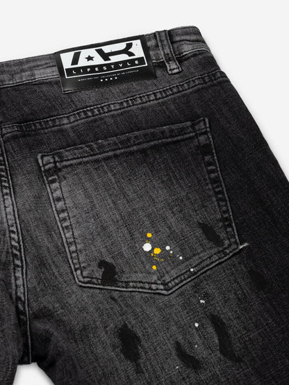 Slim Denim Jeans | Grey - Splatter