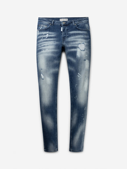 Slim Denim Jeans | Mid Blue - White Wash