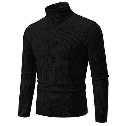 Autumn and Winter New Men's Knitted Jacquard Sweater High Neck Slim Fit and Warm Pullover Mens Clothes