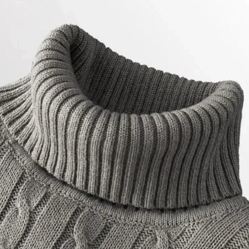 New Men's High Neck Sweater Solid Color Pullover Knitted Warm Casual Turtleneck Sweatwear Woolen Mens Winter Outdoor Tops