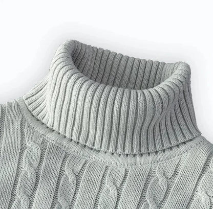 New Men's High Neck Sweater Solid Color Pullover Knitted Warm Casual Turtleneck Sweatwear Woolen Mens Winter Outdoor Tops