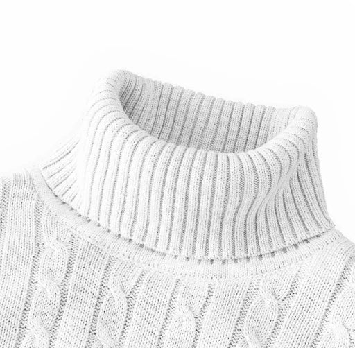 New Men's High Neck Sweater Solid Color Pullover Knitted Warm Casual Turtleneck Sweatwear Woolen Mens Winter Outdoor Tops