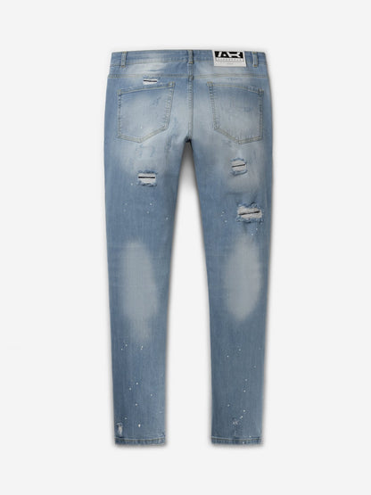 Slim Denim Jeans | Light Blue - Destroyed White Washed