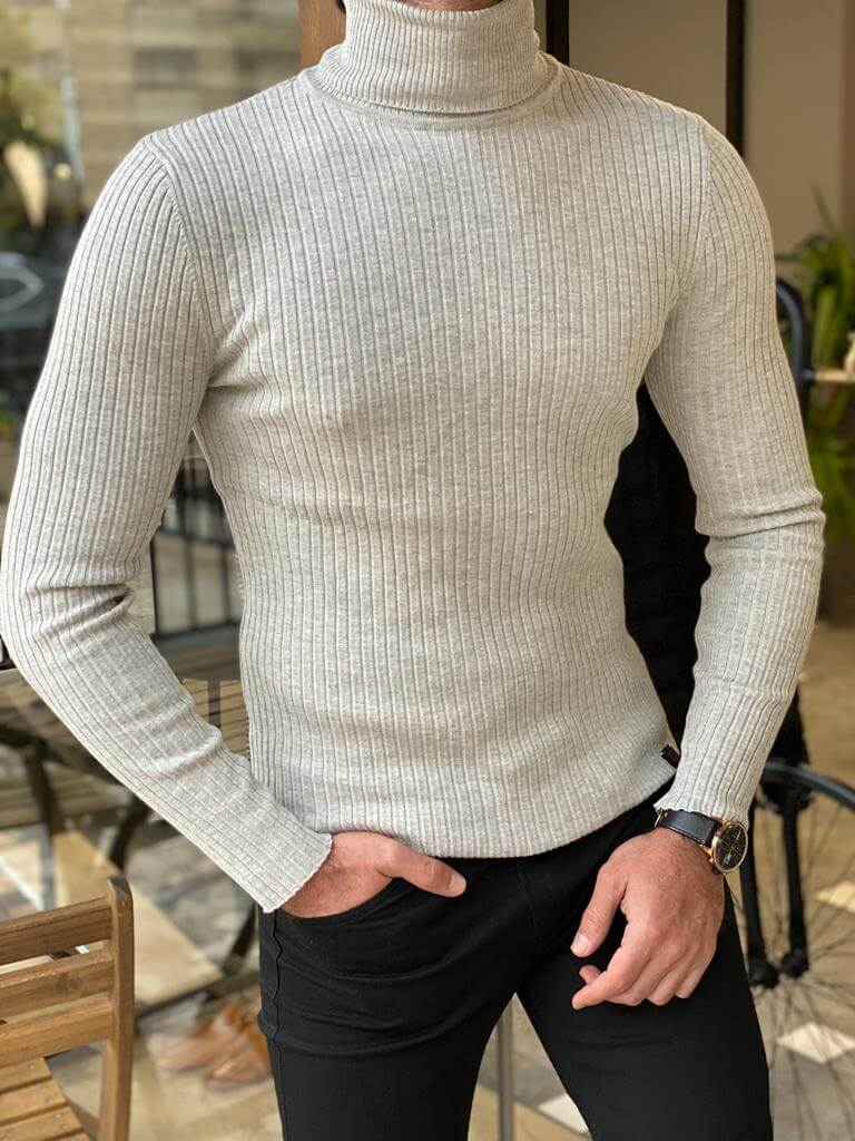 Striped Lycra Turtleneck